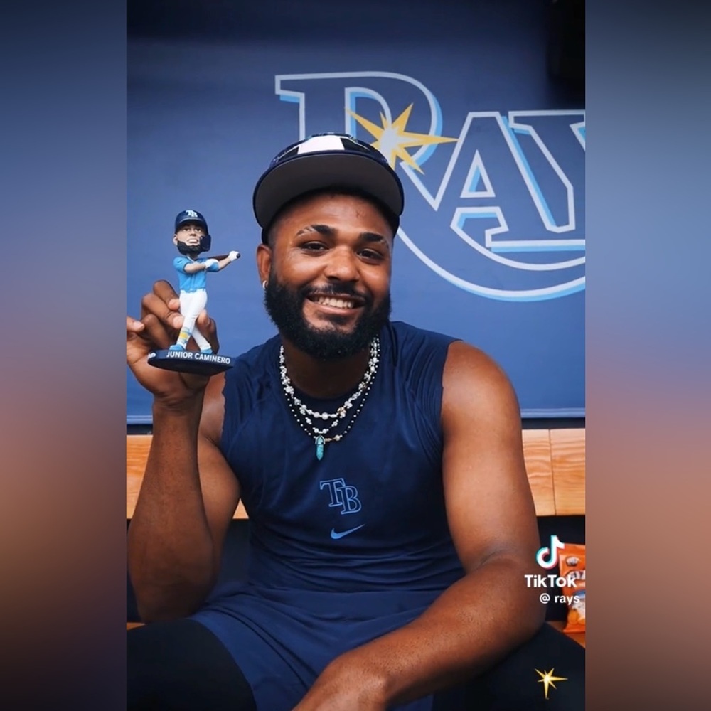 NIB Junior Caminero Tampa Bay Rays SGA Bobblehead 2025 Baseball Collectible - Picture 3 of 16